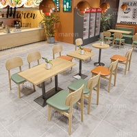 Ensembles de mobilier de café moderne de luxe léger, canapé double face pour restauration rapide, tables et chaises en bois massif pour restaurant