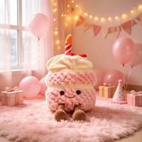 Peluche Personalizado de Pastel de Fresa, Juguete Suave de Algodón PP y Poliéster, Muñeco de Peluche con Melodía Divertida para Regalo de Cumpleaños y Decoración del Hogar