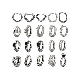 GZN Mais Recente Piercing de Aço Cirúrgico Joias por Atacado Anel de Segmento Articulado Par de Brincos de Aço Inoxidável - Product Image 1