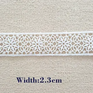 2023 Wholesale Hollow Out White Dentelle Snowflake Embroidery Eyelets 2.3cm Lace Fabric Trim