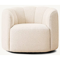 Fauteuil d'appoint pivotant capitonné de luxe léger, style postmoderne, avec structure en bois et tissus personnalisables, pour villa, hôtel, salon et chambre à coucher