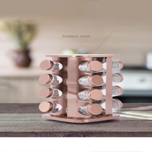 ชั้นวางเครื่องปรุงครัวแบบหมุนได้ รุ่น BB046 วัสดุสแตนเลส 430 สีทอง สำหรับขวดเครื่องปรุง 16 ขวด ขายส่ง - Product Image 5