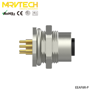 Conector M12 Marvtech EtherNet Cat5e Macho de 8 Polos para Montaje Trasero en Riel, Resistente al Agua - Product Image 4