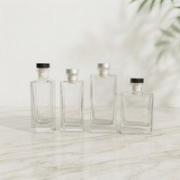 Bouteille diffuseur à roseaux en verre transparent carrée et plate, 100ml, 120ml, 150ml, à fond épais, pour parfum et décoration aromatique – Meilleures ventes