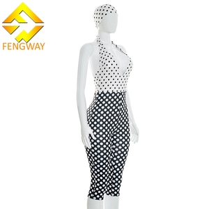 Abbigliamento Femminile Semplice e Creativo, <span class=keywords><strong>Tuta</strong></span> <span class=keywords><strong>Aderente</strong></span> Sexy a Pois Bianchi e Neri - Product Image 2
