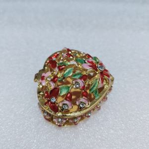 Эмалированная Изысканная металлическая коробочка в форме цветка в форме сердца, коробка для хранения ювелирных изделий с кристаллами принцессы для свадебных подарков - Product Image 5