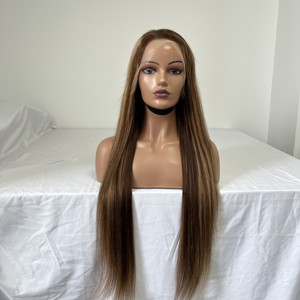 Nuevo Diseño, Cabello Ruso con Reflejos Castaños, Peluca Judía con Encaje Francés Largo, Cabello Humano Virgen sin Pegamento para la Pérdida de Cabello - Product Image 2
