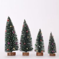 SANWEI Vente en gros Décoration de bureau Mini sapin de Noël en pin artificiel givré avec brosse à bouteilles