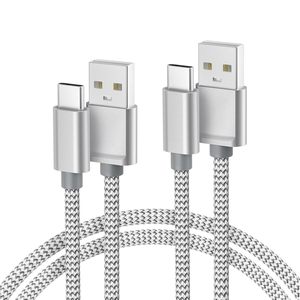 Type <b>C</b> <b>USB</b> <b>Cable</b> Nylon Braided Aluminum Connector 3A Fast Charging for Mobile Phone Data Transfer - Product Image 1