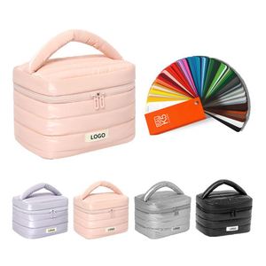 Sac de voyage portable pour femme en tissu polyester personnalisable, sac à main zippé pour le rangement des cosmétiques et du maquillage - Product Image 3