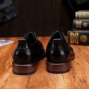 Apini Nouvelles Chaussures Classiques Formelles Haut de Gamme pour Hommes en Cuir de Cheval Fait Main, à Lacets, Rétro, Semelle en Cuir Lavé, Respirantes, Automne - Product Image 3