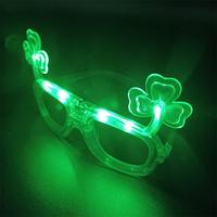 Lunettes trèfle de la Saint-Patrick avec lumières LED vertes clignotantes, fonctionnant sur piles AA, cadeaux de fête pour adolescentes