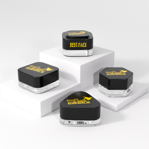 Barattolo in Vetro Trasparente Quadrato per Concentrati, Nero e Bianco, da 3ml, 5ml, 7ml, 9ml, con Coperchio <span class=keywords><strong>a</strong></span> <span class=keywords><strong>Prova</strong></span> <span class=keywords><strong>di</strong></span> <span class=keywords><strong>Bambino</strong></span> - Vendita all'Ingrosso - Product Image 5