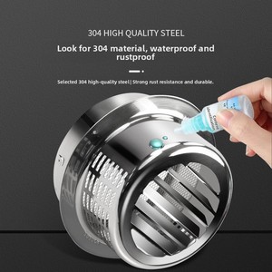 Capot d'évacuation cylindrique mural <span class=keywords><strong>en</strong></span> <span class=keywords><strong>acier</strong></span> <span class=keywords><strong>inoxydable</strong></span> SUS304 sans alimentation électrique pour hotte <span class=keywords><strong>de</strong></span> cuisine - Product Image 4