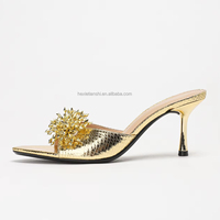 4302A-68 Tendance Estivale Haute Qualité Mules à Talon Ouvertes Sandales Élégantes à Talons Fins pour Femme Fête