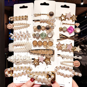 Lot de Barrette à Cheveux Cœur avec Perles et <span class=keywords><strong>Cristal</strong></span>, Styles Coréens Variés, Accessoires pour Femme en Gros - Product Image 3