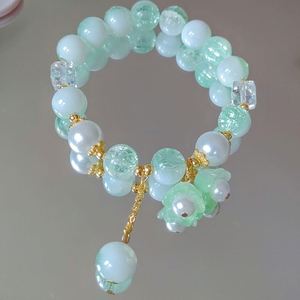<b>Sweet</b> Style Crystal Beaded Bracelet for Women Lily of the Valley <b>Flower</b> Colorful Beads Elastic Rope Bracelet Charm Jewelry - Product Image 5