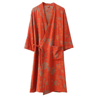 Chemises de nuit pour femmes en gaze tricotée en pur coton teint en fil, respirante, col en V, absorbante, douce pour la peau, vêtements d'extérieur