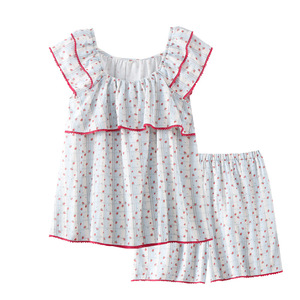 Vêtements de nuit pour femmes Chemise de nuit en <span class=keywords><strong>gaze</strong></span> <span class=keywords><strong>double</strong></span> couche avec col dos nu Style rustique et mancherons Adorable ensemble de vêtements de détente - Product Image 6