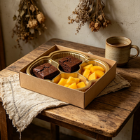 Voedselveilige PET snackbox met compartimenten, wegwerp gouden bruiloft 5-delige catering schaal voor noten en gedroogd fruit