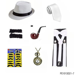 Conjunto de Disfraz Vintage para <span class=keywords><strong>Hombre</strong></span> PESENAR, Sombrero de Copa <span class=keywords><strong>Blanco</strong></span>, <span class=keywords><strong>Chaleco</strong></span>, Corbata de Moño, Reloj de Bolsillo, Disfraz de Fiesta Temática de Caballero - Product Image 3