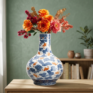 Vase à fleurs en céramique, support floral décoratif pour table, pour la maison, le bureau, le salon, décoration intérieure, pots et jardinières pour fleurs fraîches - Product Image 4