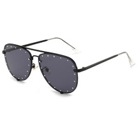 Nouvelles lunettes de soleil sans monture à double pont en métal pour femmes, ornées de diamants, protection UV400, style tendance