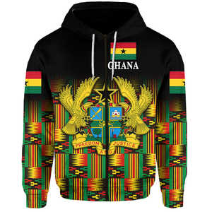 Vente en gros Veste à fermeture éclair imprimée du drapeau du Ghana avec capuche <span class=keywords><strong>Sweat</strong></span>-shirt surdimensionné pour hommes Veste d'extérieur graphique pour garçon - Product Image 1