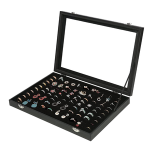 100-Slot <b>Ring</b> Jewelry Organizer <b>Box</b> Velvet Tray Jewelry Display Case <b>for</b> <b>Rings</b> Earrings Collection & <b>Gift</b> Storage - Product Image 1