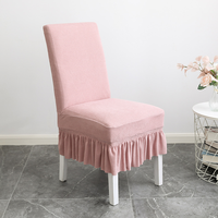 Housse de chaise jacquard premium en graines de maïs avec jupe à volants, extensible universelle, texturée, pour mariage, banquet, hôtel