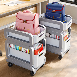 รถเข็นเก็บของแบบพกพา 3 ชั้น ชั้นวางหนังสือพลาสติกเคลื่อนที่ได้ สำหรับจัดเก็บใต้โต๊ะทำงาน - Product Image 4