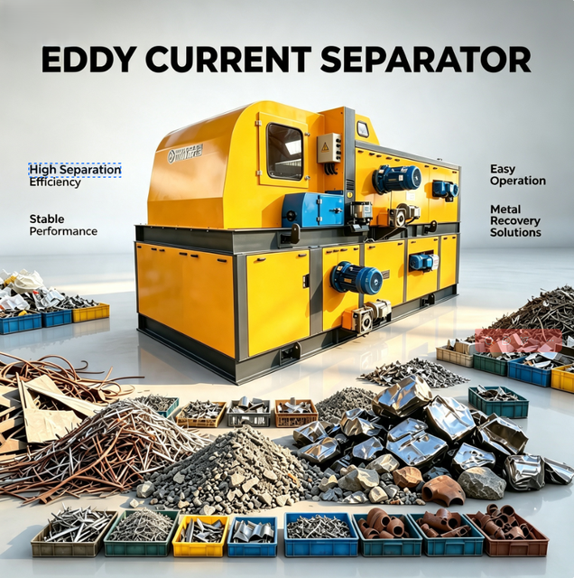 Eddy Current Separator Non Ferrous Metal Sorting System 5.5 kW High Accuracy Solid Waste Recycling Equipment