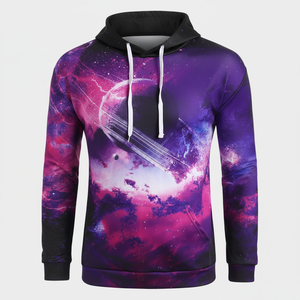 เสื้อฮู้ดผู้ชายสีดำแขนยาวทรงโอเวอร์ไซส์ผ้าฟลีซกันน้ำ พิมพ์ลายแฟชั่นตามสั่ง โลโก้สั่งทำได้ สำหรับฤดูหนาว ขายส่ง - Product Image 1