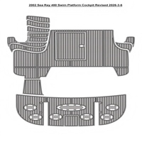Tapis de pont en mousse EVA imitation teck pour plateforme de bain et cockpit de bateau Sea Ray 480 (2002), style SeaDek MarineMat Gatorstep, auto-adhésif