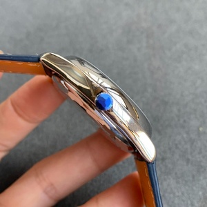 Reloj de Lujo para Hombre, Analógico, Automático, con Fase Lunar, Marcadores de Diamantes, Correa de Cuero Azul, Resistente al Agua, para Negocios - Product Image 2