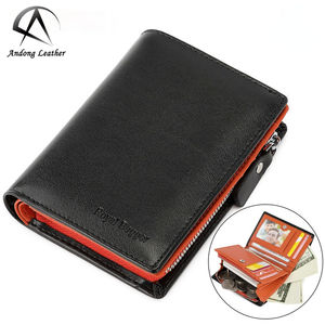 Andong <b>Men</b> Short Vertical <b>Wallets</b> RFID Blocking <b>Wallet</b> Real Genuine Cow Leather Business Fashion Man <b>Card</b> Holder Purse - Product Image 1