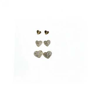 Heart <b>Stud</b> <b>Earrings</b> 316L Stainless Steel PVD Gold Plating Fashion Jewelry - Product Image 1