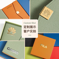 Carnet de notes A5 personnalisable avec couverture en cuir PU, coffret cadeau, bloc-notes à trois volets, stylo, journal d'affaires avec boucle carrée en métal