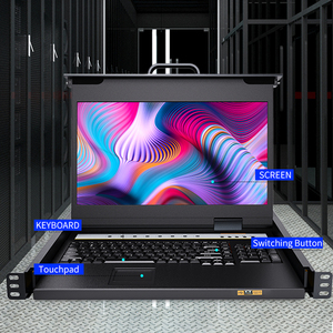 Support DC et AC double entrée d'alimentation 1U Rack Mount Écran LCD 17.3 pouces 8 ports pour + commutateur KVM USB en stock - Product Image 3