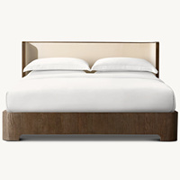 Lit en bois massif de style américain moderne Rhoohill, personnalisable, en olivier recyclé, de haute qualité, taille Queen, lit King
