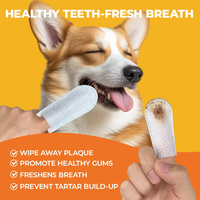 OEM Lingette de soins dentaires sans rinçage pour chien Lingettes de nettoyage des dents pour animaux de compagnie et chat Brosse à dents pour chien Lingettes dentaires pour enlever la plaque et le tartre