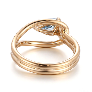 Bague de fiançailles et de mariage pour femme, diamant de laboratoire bleu intense fantaisie 1 carat, or jaune massif 18 carats, taille poire, CVD, luxe sur mesure. - Product Image 2
