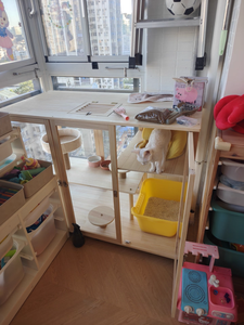 Mobilier élégant pour chat en bois de pin, villa pour chat avec portes en verre pour la décoration de la maison, maison en bois pour chat personnalisée - Product Image 2