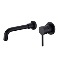 Robinet de lavabo mural thermostatique en laiton noir avec valve en céramique pour eau chaude et froide