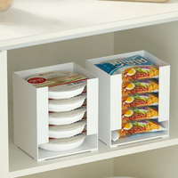 Boîte de rangement de bureau en plastique PS en gros, support pour nouilles instantanées, étagère de placard, conteneur de rangement pour garde-manger