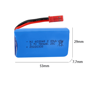 Pin máy bay không người lái <span class=keywords><strong>3</strong></span>.7V 780mAh 25C dành cho máy bay điều khiển từ xa/xe đồ chơi/robot bay, Model 603048, Li-Polymer sạc lại được - Product Image 1