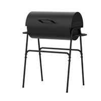 Barbecue portable d'extérieur au charbon de bois pour le commerce extérieur, style américain, avec fumoir et support de cuisson entièrement couvert, idéal pour la maison et le patio.