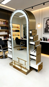 Espejo de Doble Cara para Peluquería, Estación de Trabajo con Espejo y Cajones - Product Image 2