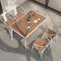 Ensemble table et chaises en métal de style américain pour extérieur, idéal pour cour, jardin, balcon, entrée, usage de loisirs, mobilier 4 places, garantie 10 ans