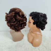 Promotion $28 sans colle 5x5 vague lâche dentelle fermeture perruques naturel brun clair cheveux courts pas cher vierge cheveux humains en gros 1BT4